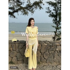 批发Wu11莱赛尔蕾丝拼接<b class='q'>卫衣</b>阔腿裤垂<b class='q'>感</b>显瘦时尚两件套汉服LJD03051