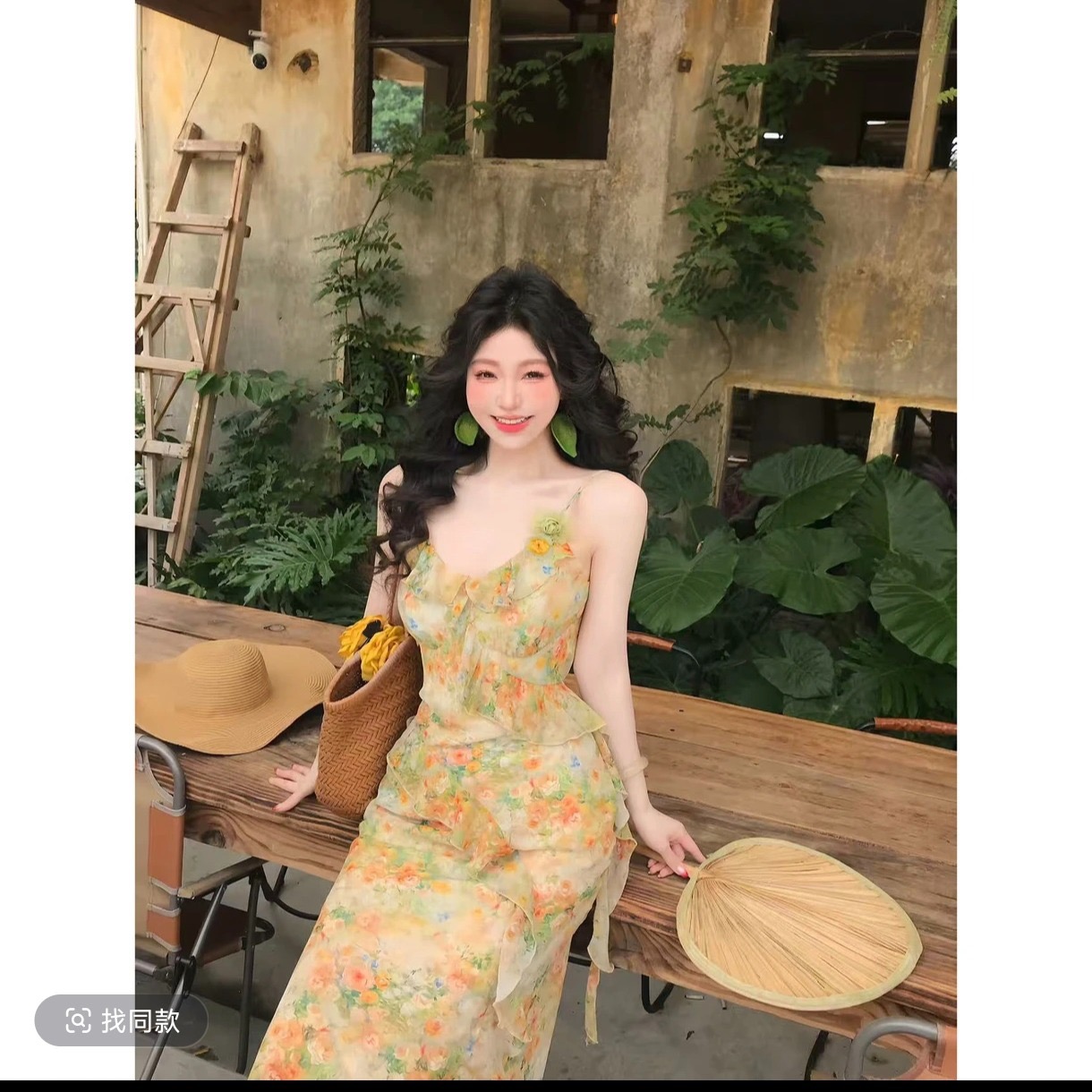 맑은 야생화 리플 프랑스식 레트로 디자인 센스 요정 가스 품격 슬림해 보이는 하이웨이스트 여름 신제품 슬립 드레스