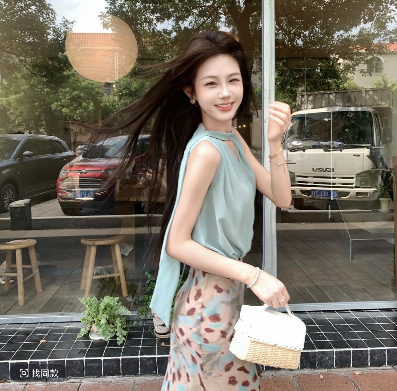 무쯔리 목자이 ~ 중 리 임신 한 비 연애 편지 박하 행침 목 민소매 맨위 헤일로 염색 반신 스커트 부드러운 품격 세트