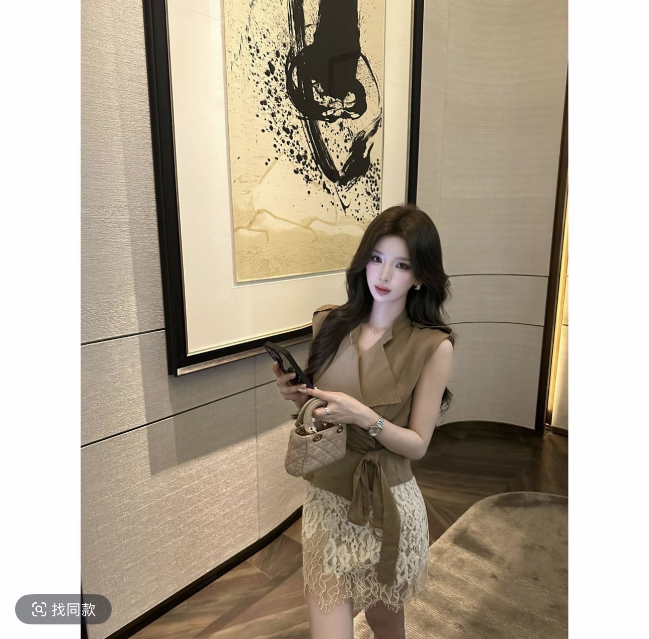 유럽 만약 당겨서 여름 새로운 허리 수축 베스트 레이스 반신 스커트 여성 품격 슬림해 보이는 세트 패션 세트
