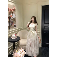 批发实拍车迟恩Chien梦境乌托邦可脱卸长/短<b class='q'>网纱</b><b class='q'>裙</b> 两穿式蕾丝连衣<b class='q'>裙</b>