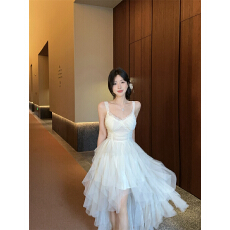 批发实拍实价 法式重工高级白色网纱生日<b class='q'>礼服</b>连衣<b class='q'>裙</b>