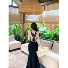 批发实拍法式复古蕾丝吊带连衣裙女夏季御姐风情万种收腰修身<b class='q'>包臀</b><b class='q'>长裙</b>