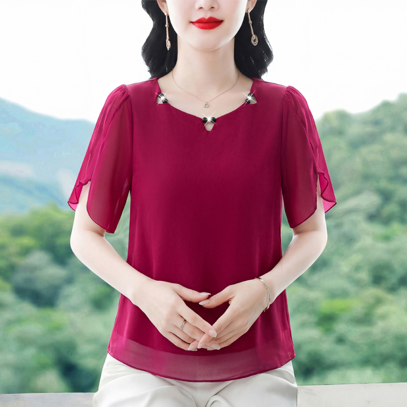 RY3412# A轻奢高级短袖洋气减龄百搭夏季2026新款法式老钱风松弛感女装