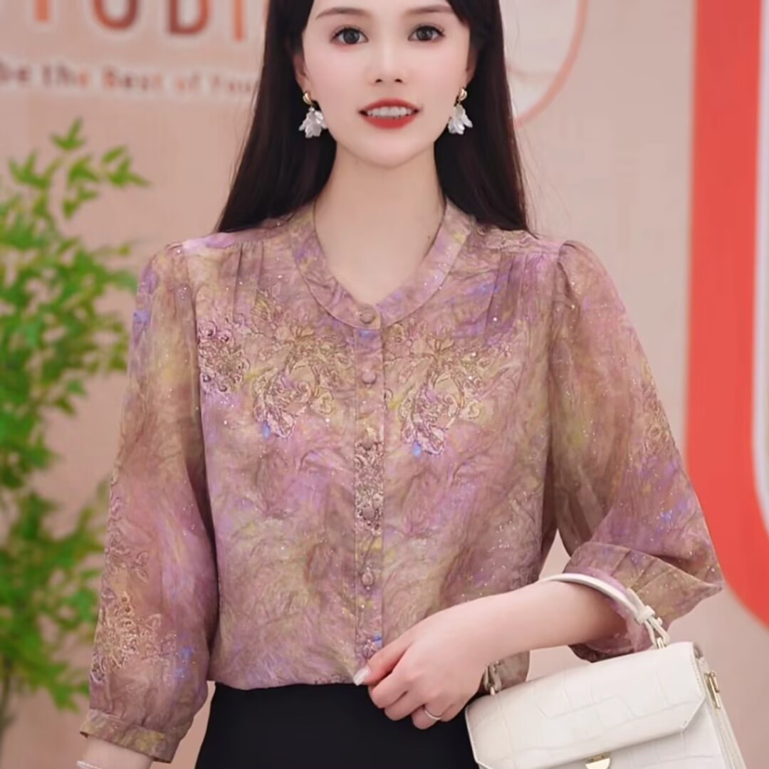 이슬 염색 장미 여름 착용 가져 가라. 2026 년 새로운 다용도 절묘한 라운드 넥 오픈 가디건 연령 감소 품격 슬림해 보이는 맨위