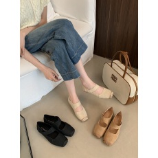 批发法式平底芭蕾舞复古单鞋女鞋子2025年新款<b class='q'>夏</b>季小众低跟玛丽珍瓢鞋