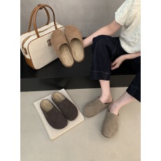 批发韩系舒适<b class='q'>休闲</b>鞋包头半拖鞋春秋外穿厚底2025年磨砂复古博肯拖鞋