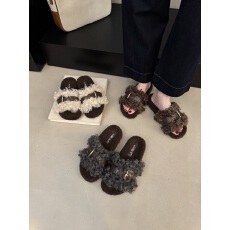 批发<b class='q'>韩版</b>勃肯毛毛拖女款2025年秋季新款厚底百搭防滑加绒外穿一字棉拖
