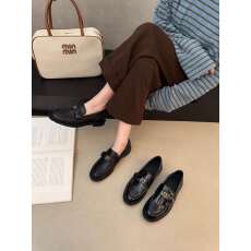 批发复古小香风粗跟黑色乐福鞋女2025新款一脚蹬小皮鞋单鞋女鞋法式鞋