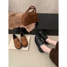 批发韩国小皮鞋女2025秋季新款圆头粗跟韩版编织小扣件单鞋