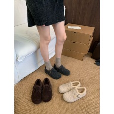 批发内增高勃肯鞋冬季新款加绒保暖一脚蹬乐福鞋厚底<b class='q'>复古</b>博肯棉鞋