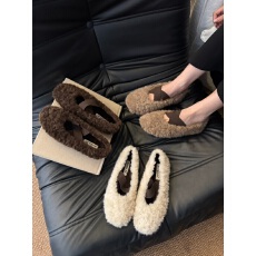 2025冬上新泡芙毛毛芭蕾鞋交叉带外穿毛毛鞋女平底加绒芭蕾鞋