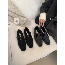 呢子单鞋女秋冬新款法式复古温柔仙女风软平底玛丽珍毛毛鞋女外穿