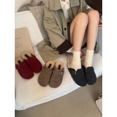 批发包头半拖勃肯毛毛鞋女外穿2025秋<b class='q'>冬</b>新款懒人一脚蹬羊羔毛棉拖鞋子