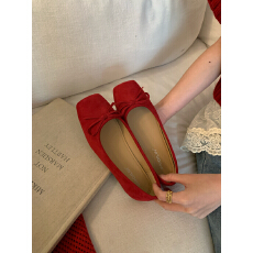 批发2026春款方头蝴蝶结软底芭蕾时尚平底奶奶鞋上班通勤