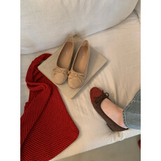 批发法式蝴蝶结平底浅口单鞋女春配裙子超软芭蕾方头玛丽珍鞋