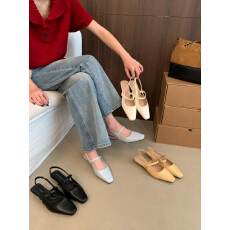 批发法式平底黑色包头凉鞋2026新款<b class='q'>春</b>夏季尖头棕色晚晚鞋子玛丽珍单鞋