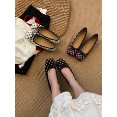 韩系方头单鞋波点女鞋2026新款百搭甜美