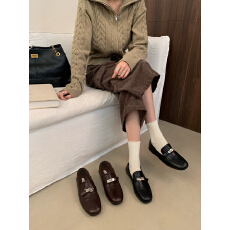 批发法式复古老钱风锁扣乐福鞋女2026新款秋季百搭气质单鞋英伦小皮鞋