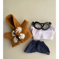 批发拉噗噗17cm娃衣秋冬系牛角扣外套四件套娃衣套装可爱