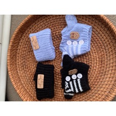 批发拉噗噗17cm娃衣 实拍小熊韩系一排扣毛衣外套俩件套