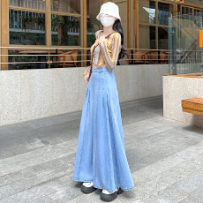 批发美式复古牛仔半身裙女秋<b class='q'>冬</b>新款高腰显瘦中长款a字包臀鱼尾大摆裙