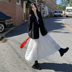 批发A STYLE ICON｜高级气质双排扣经典戗驳领长袖宽松复古女西装外套