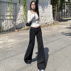 批发XSD新品2026秋季｜美式辣妹低腰修饰腿型<b class='q'>显瘦</b>微喇阔腿牛仔裤