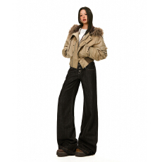 26th ootd!｜黑色排扣牛仔裤女春季新款低腰辣妹宽松阔腿喇叭裤