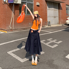 批发26th ootd!｜2026春季原牛色复古百搭不规则显瘦气质牛仔鱼尾裙