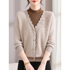 批发<b class='q'>妈妈</b>装秋冬新中式一体绒打底衫厚毛衣女加绒内搭保暖<b class='q'>中老年</b>女上衣