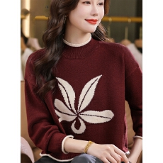 批发<b class='q'>妈妈</b>装春秋新款半高领羊毛衣<b class='q'>中老年</b>时尚百搭针织衫宽松显瘦上衣女