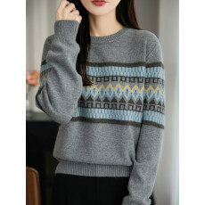 批发<b class='q'>时尚</b>百搭条纹提花针织打底衫女2025新款洋气<b class='q'>大码</b>女装上衣秋冬毛衣