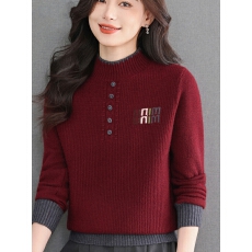 批发女装2025冬季新款半高领针织打底衫中老年<b class='q'>妈妈装</b>毛衣保暖洋气上衣