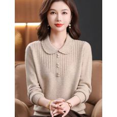 批发妈妈秋装洋气翻领针织小衫上衣2025新款<b class='q'>中老年</b>女秋冬打底衫羊<b class='q'>毛衣</b>