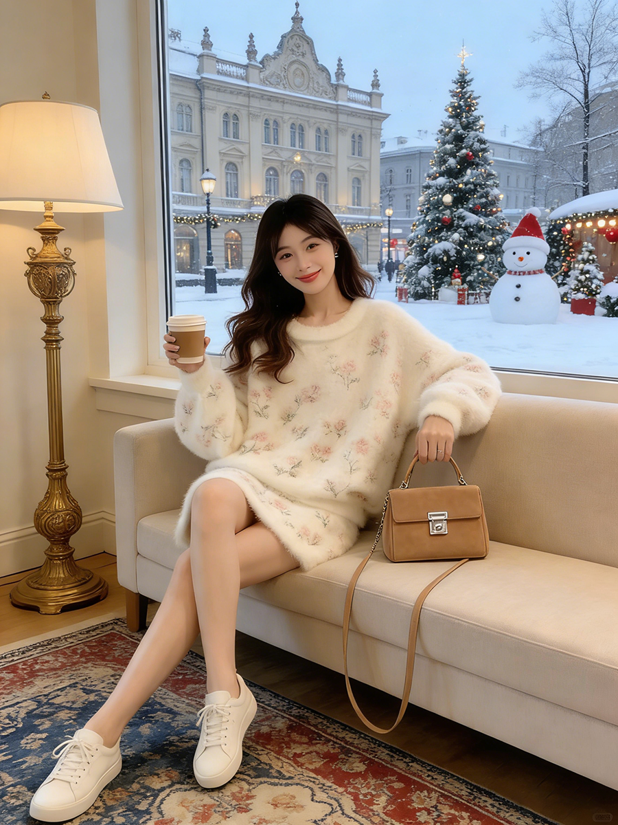 MY17721# 重要场合漂亮套装新款甜美减龄花朵毛衣搭半身裙两件套女裝貨...