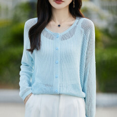 批发天丝亚麻镂空针织<b class='q'>开衫</b>女夏季<b class='q'>薄</b>款2026新款时尚米色空调防晒衫上衣