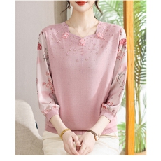 批发年轻<b class='q'>妈妈</b>春夏装冰丝中袖T恤中年妇女上衣洋气质针织打底小衫