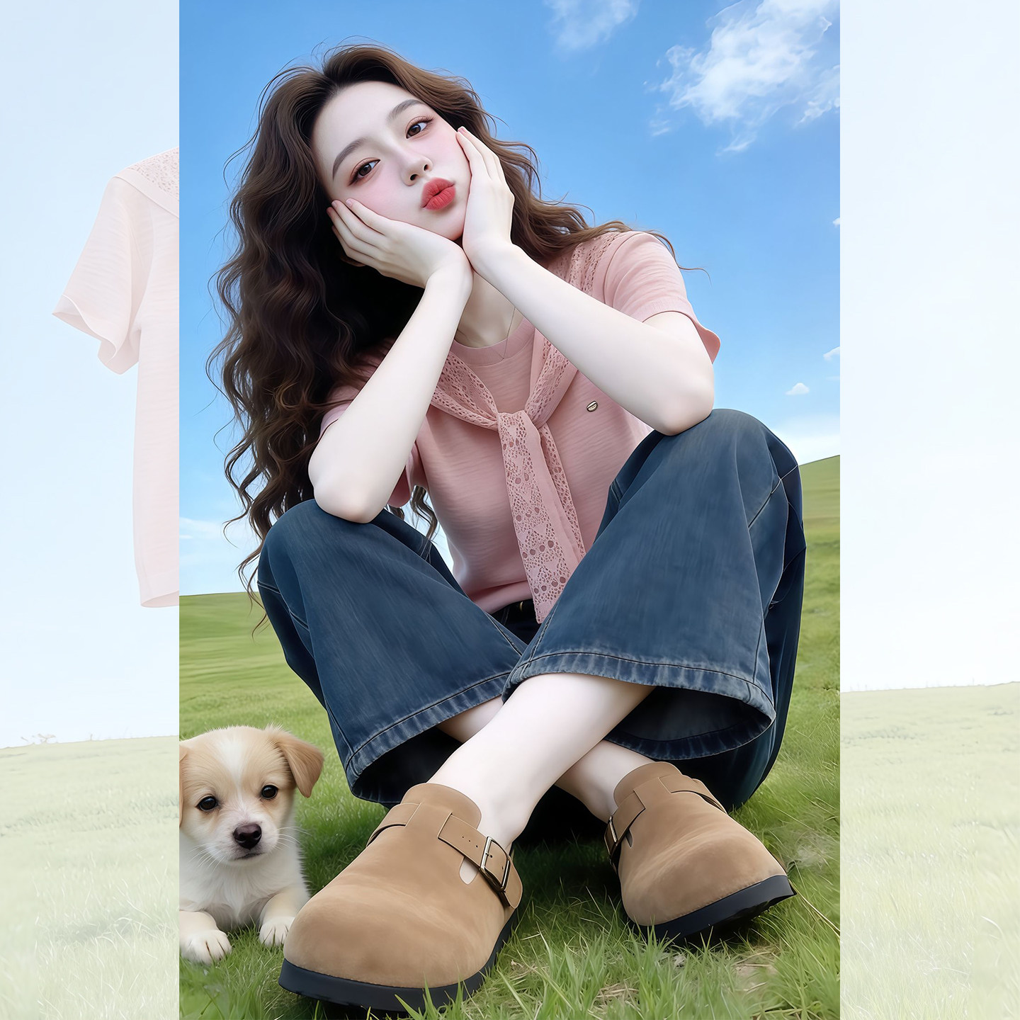 해군 스타일 달콤함 부드러운 핑크색 라운드 넥 숄 몸매 가꾸기 반팔 티셔츠 여성 여름 착용 가져 가라. 2026 연령 감소 맨위