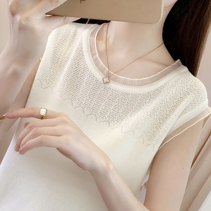 실크 뽕나무 누에 실크 조끼 여성 2026 새로운 여름 정장 인사이드 가져 가라. 홀로우 아웃 민소매 기본 셔츠 얼음 실크 맨위