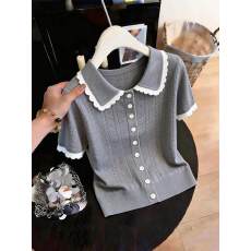 娃娃领套头短袖T恤女2026夏季时尚减龄百搭上衣