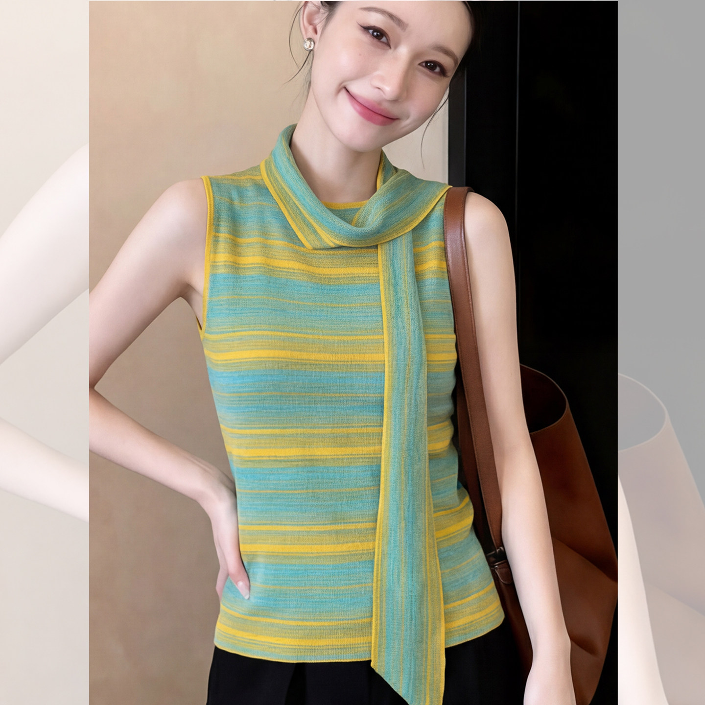 태국 아름다운 작은 슬링 조끼 여성 여름 2026 슈퍼 화재 디자인 센스 인사이드 가져 가라. 예술 건강 민소매 아름다움 뒤쪽에 의류