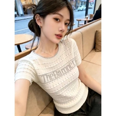 批发小香风镂空短袖t恤女夏季超火减龄泡泡袖上衣独特漂亮绝美针织衫