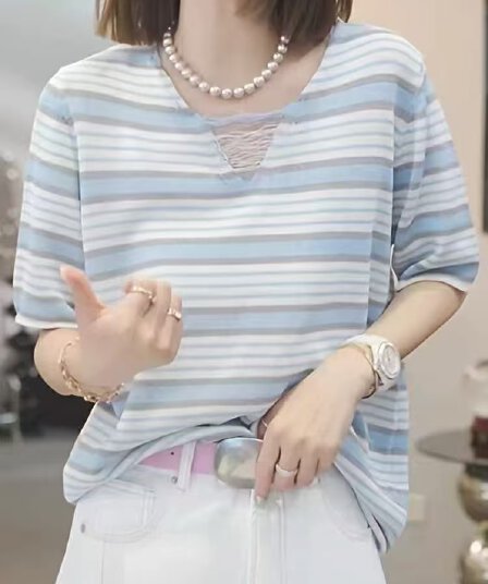 느긋한 바람 얼음 실크 니트 스웨터 슬림해 보이는 풀오버 프랑스식 출퇴근 미니멀리즘 2026 여름 반팔 맨위 캐주얼 외국 가스