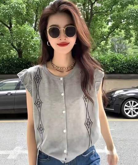 한 부서 패션 링 그리드 디자인 작은 날다 소매 맨위 여름 빅 사이즈 지방 mm 슬림해 보이는 표지 고기 외국 가스 다용도 티셔츠