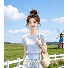 批发<b class='q'>女装</b><b class='q'>时尚</b>短袖针织衫上衣搭显瘦2026夏季新款