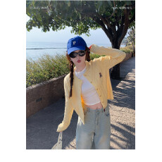 批发黄色<b class='q'>开衫</b>毛衣<b class='q'>女</b>2026新款韩系小熊刺绣鹅黄针织衫外套春秋穿搭上衣