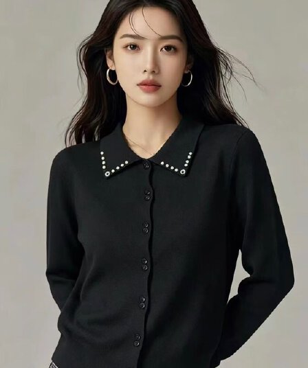 2026 가을 겨울 새로운 한국 스타일 몸매 가꾸기 폴로 칼라 디자인 센스 외국 가스 연령 감소 패치워크 색상 맨위 트렌디
