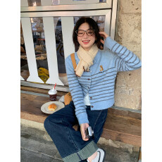 批发呼呼小熊~韩系含羊毛刺绣毛衣外套<b class='q'>女</b>秋冬慵懒风休闲<b class='q'>开衫</b>