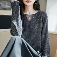 批发镂空秋季大码针织打底衫女洋气<b class='q'>中老年女装</b>上衣秋冬毛衣